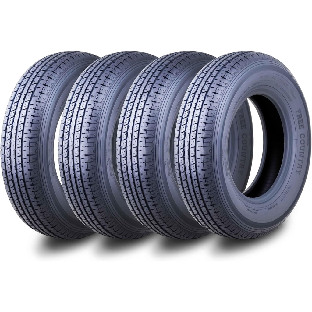 Free Country ST 205/75R15 8 Ply /Load Range D w/Scuff Guard Trailer Tires, Set of 4
