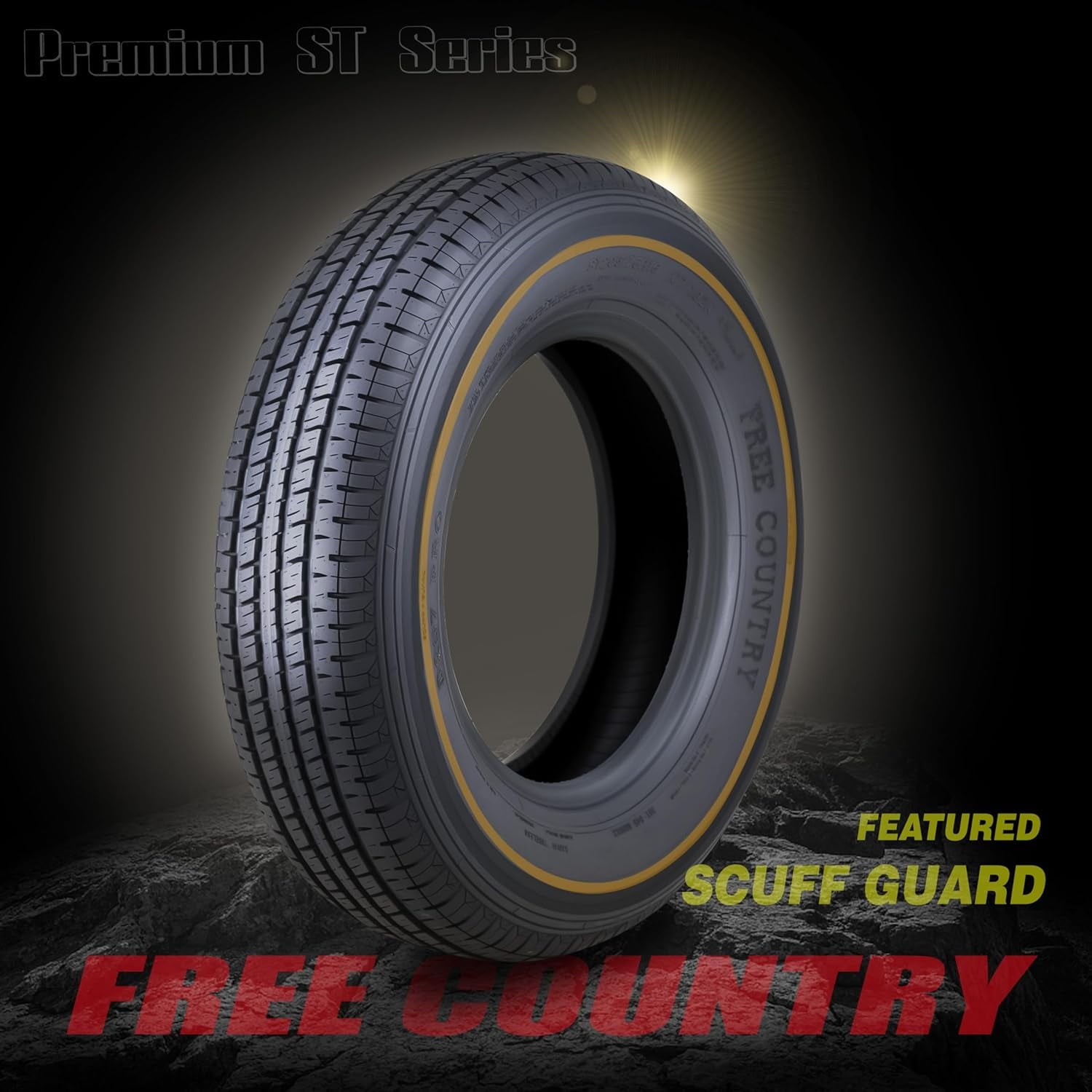 Free Country Premium ST 205/75R14 8PR Load Range D Steel Belted Radial w/Scuff Guard Trailer Tires, Set of 4