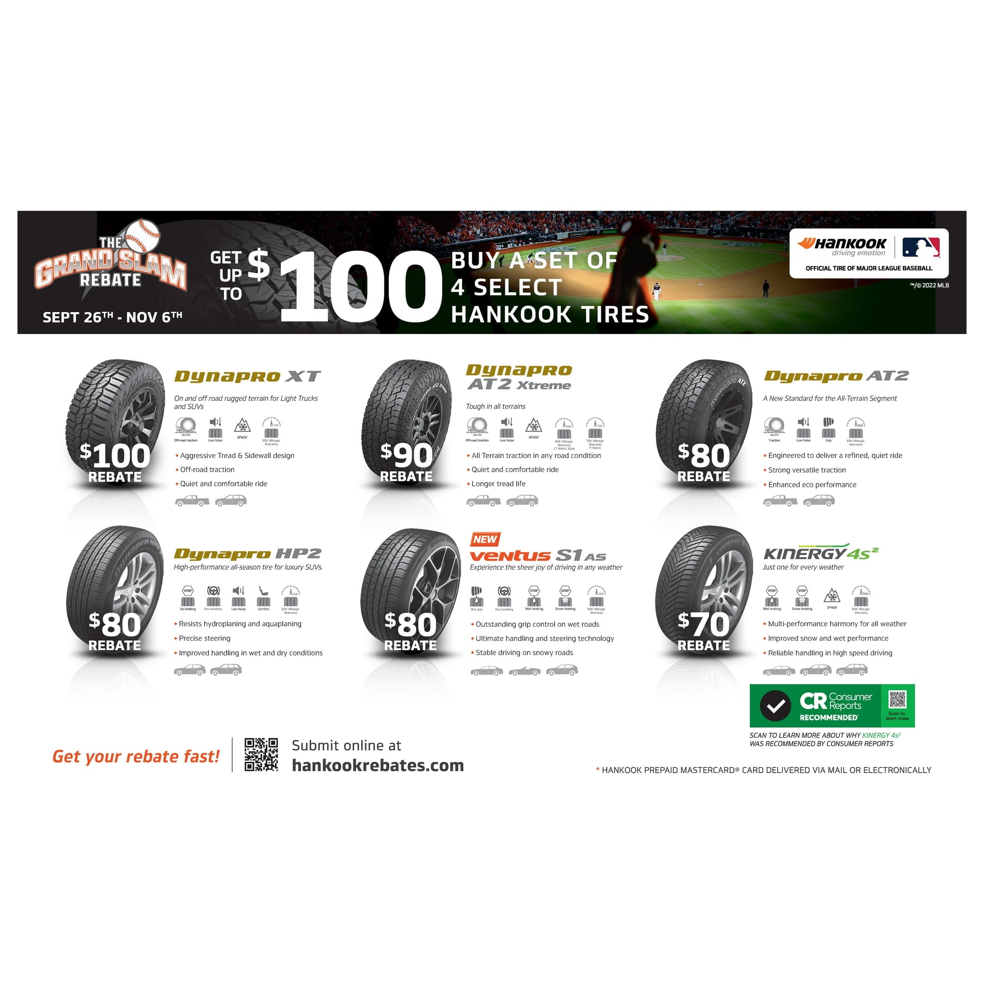 Hankook Dynapro AT2 (RF11) 265/60R18 114 T Tire Fits: 2014-15 Jeep Grand Cherokee Summit, 2017-21 Jeep Grand Cherokee Trailhawk