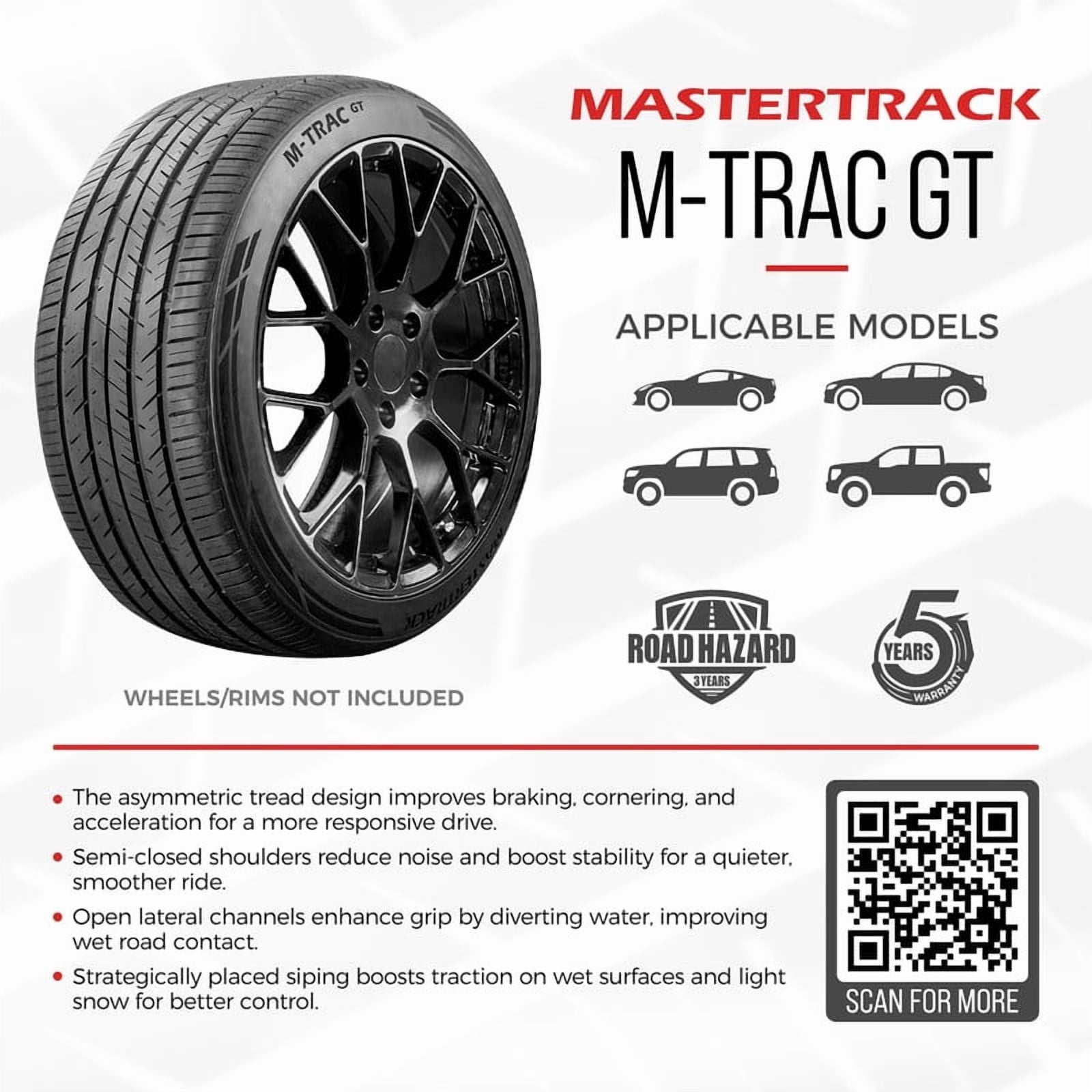 Mastertrack M-TRAC GT High Performance 295/35R24 110V XL A/S Passenger Tire 295/35/24 (Tire Only)