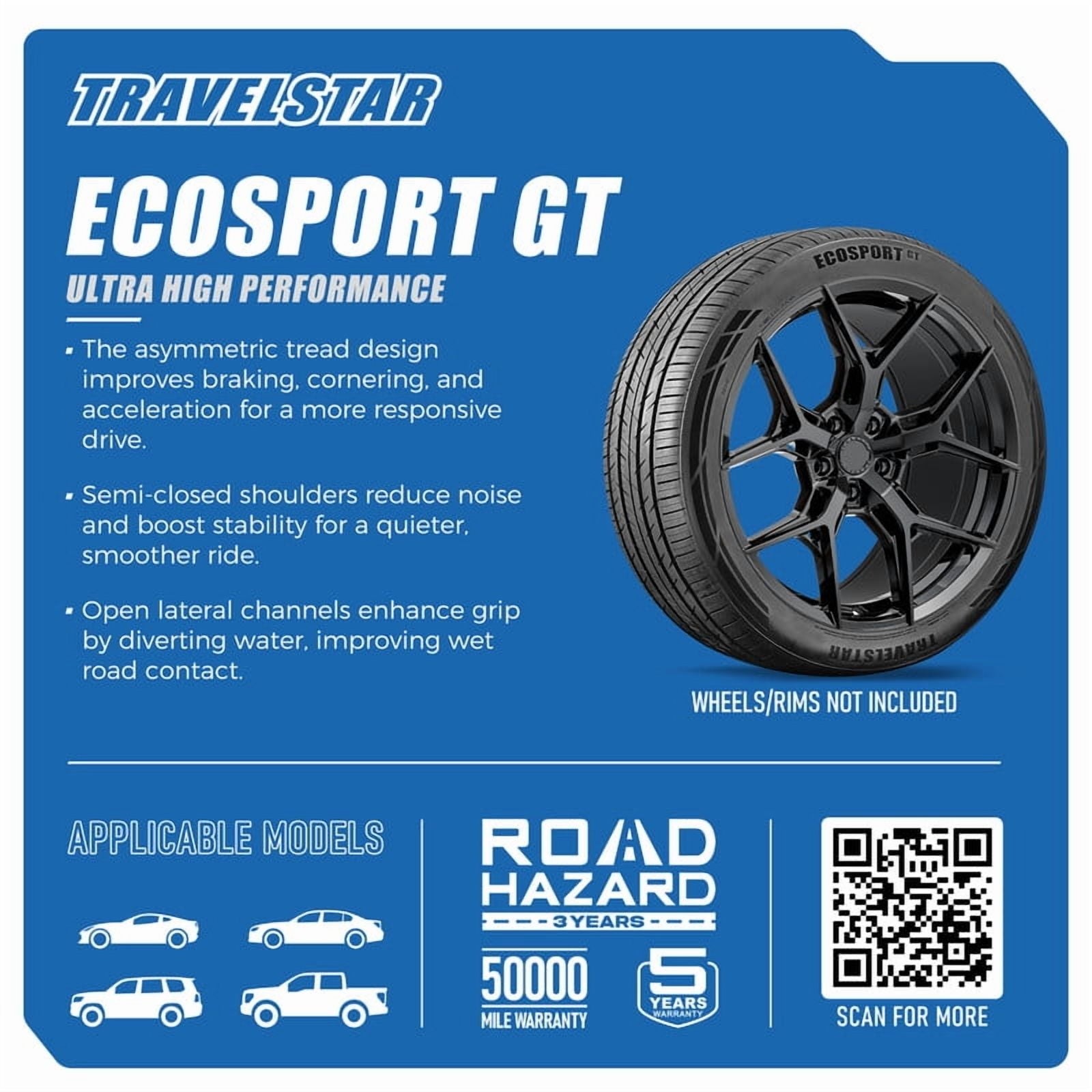 Travelstar Ecosport GT 305/40R22 114V High Performance All Season Passenger Tire 305/40/22(Tire Only)