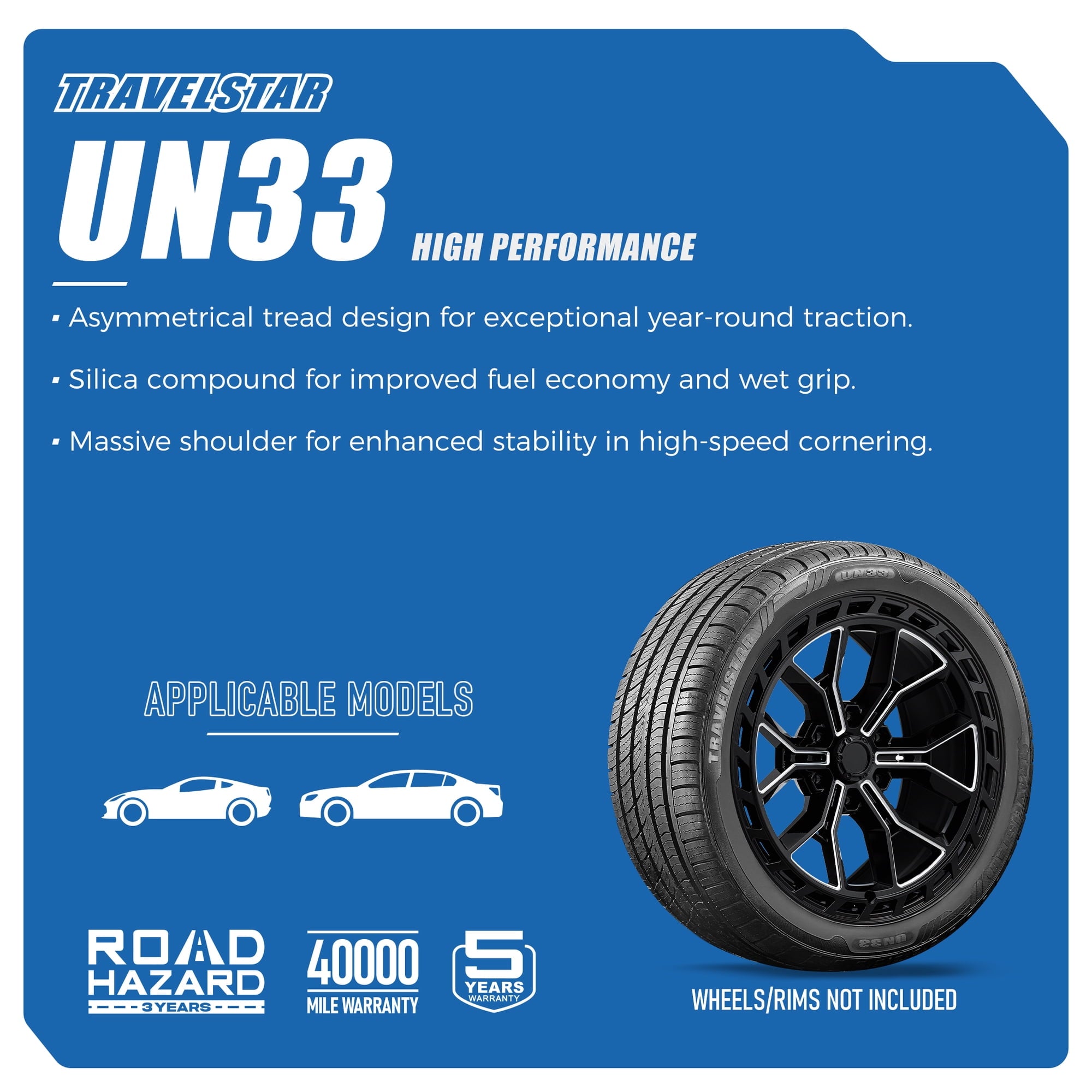 Travelstar UN33 215/55R17 94V High Performance All Season Passenger Tires 215/55/17 (Tire Only)