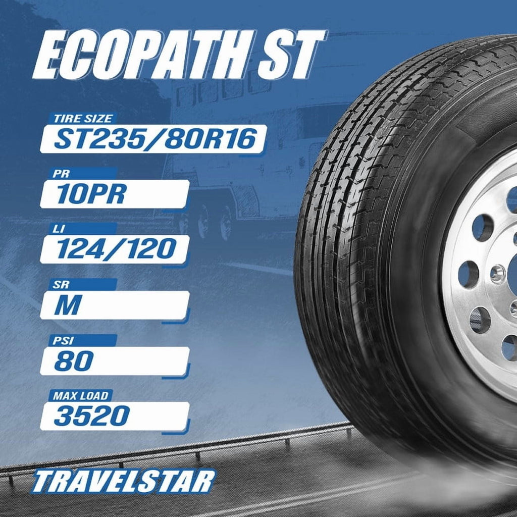 Travelstar Ecopath ST All Season ST235/80R16 10 Ply 124/120M E Trailer Tire 235/80/16(No Rim)