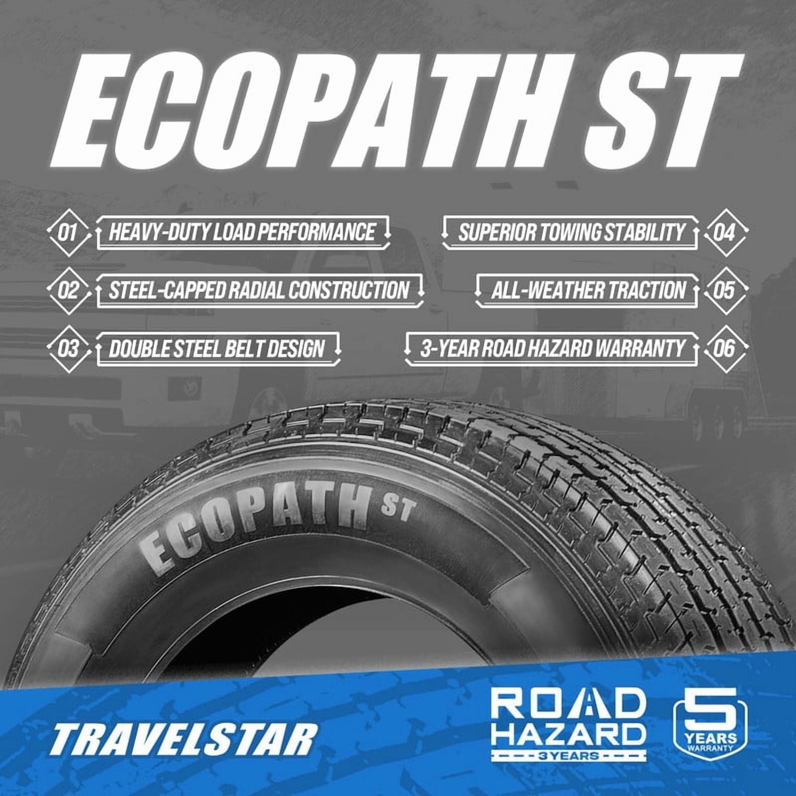 Travelstar Ecopath ST All Season ST235/80R16 10 Ply 124/120M E Trailer Tire 235/80/16(No Rim)