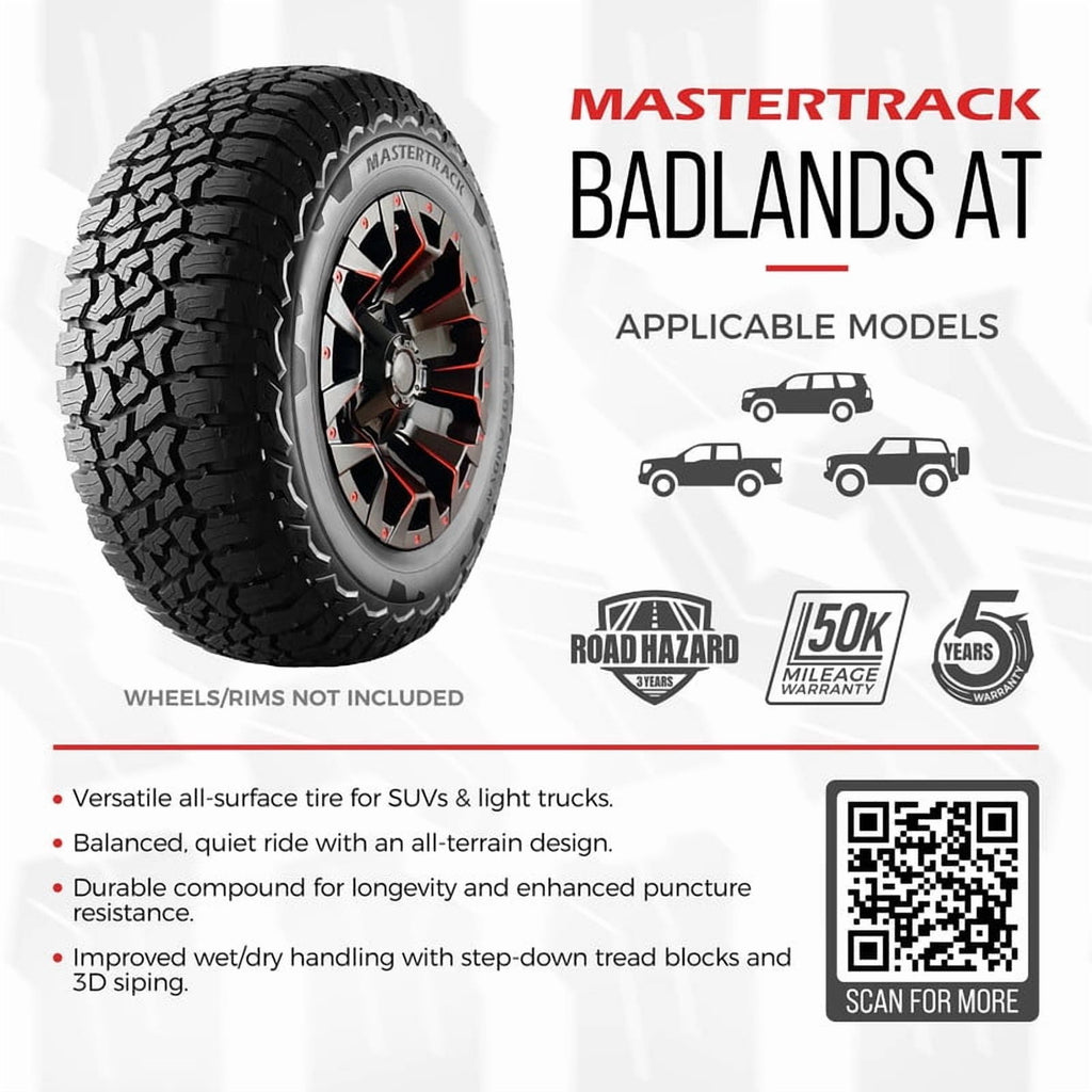Mastertrack BADLANDS AT All Terrain LT225/75R16 225/75R16 10 Ply 115/112S E SUV Light Truck Tire(No Rim)
