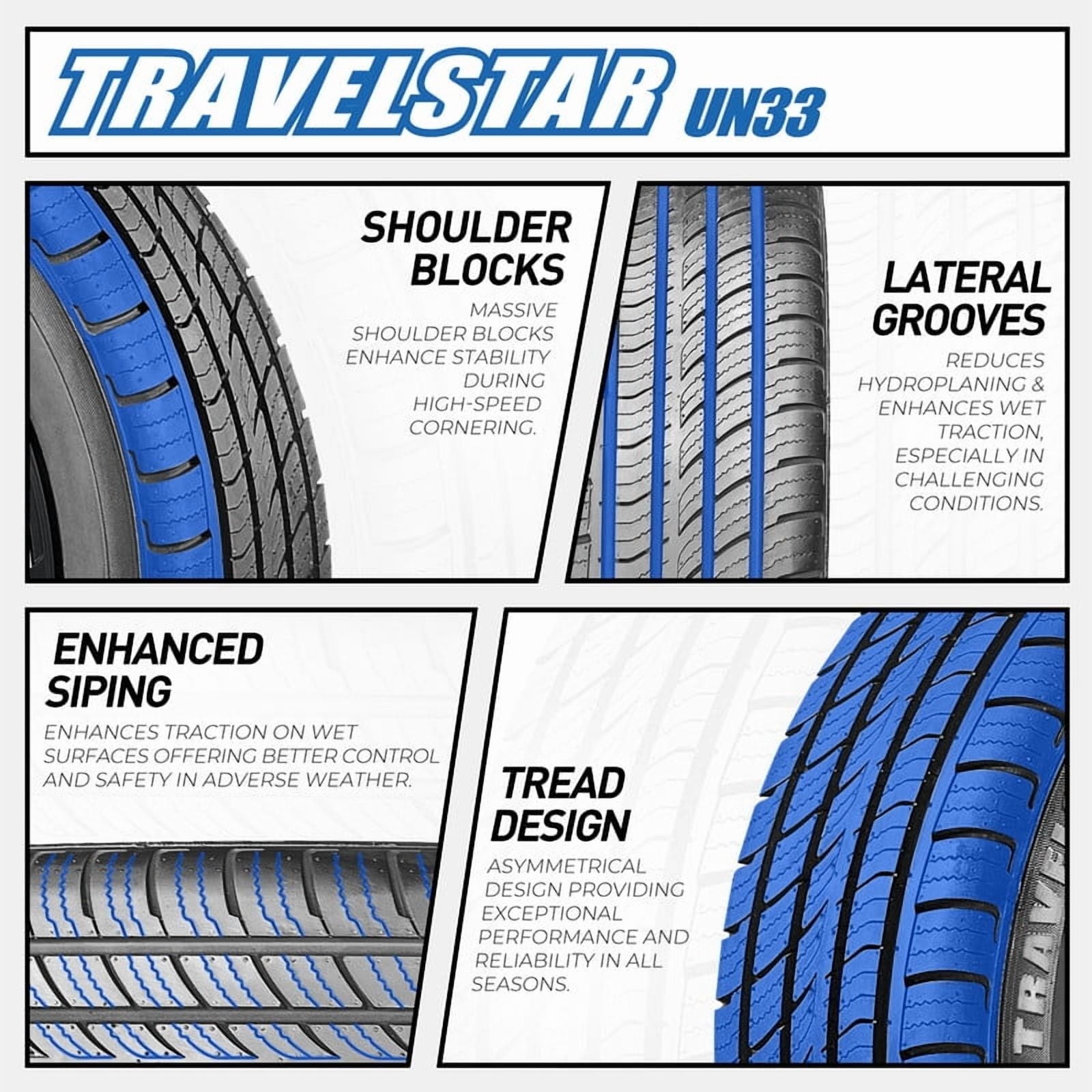 Travelstar UN33 All Season 215/45R17 215/45/17 Load Range XL 91W High Performance Passenger Tire(No Rim)