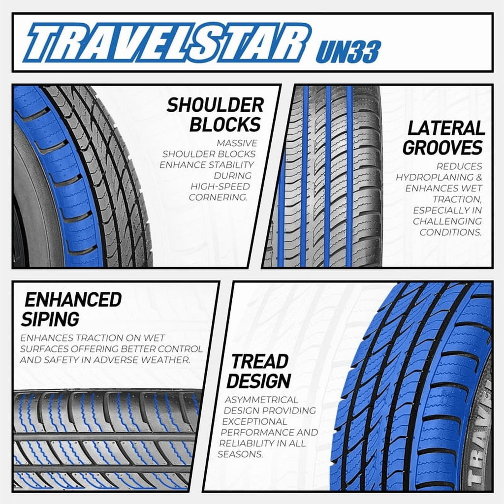 Travelstar UN33 All Season 225/40R18 225/40/18 Load Range XL 92W High Performance Passenger Tire(No Rim)