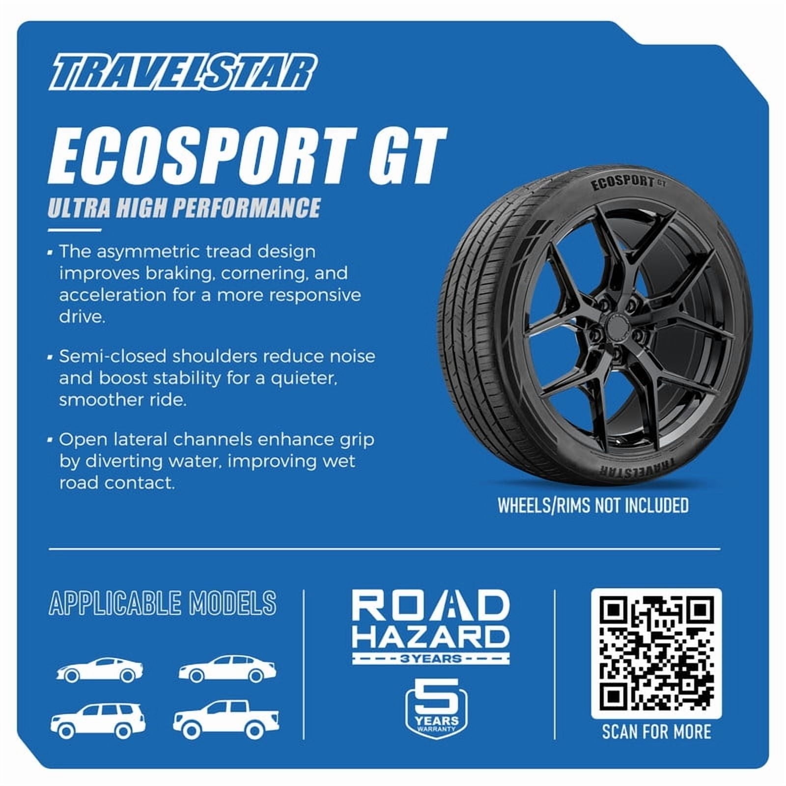 Travelstar Ecosport GT 275/30ZR20 275/30/20 Load Range XL 97W High Performance Passenger Tire(No Rim)