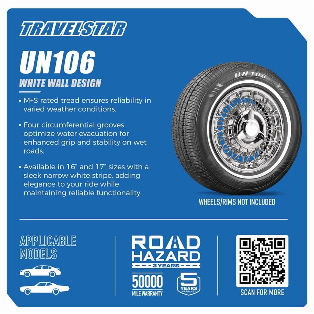 Travelstar UN106 All Season 215/75R15 215/75/15 100S Passenger Tire White Wall 18mm(No Rim)