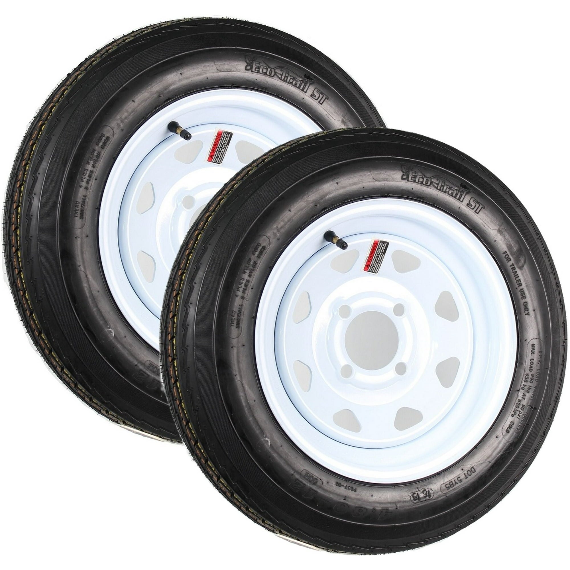eCustomrim 2-Pack Trailer Tires On Rims 4.80-12 480-12 4.80 x 12 Load B 4 Lug White Wheel