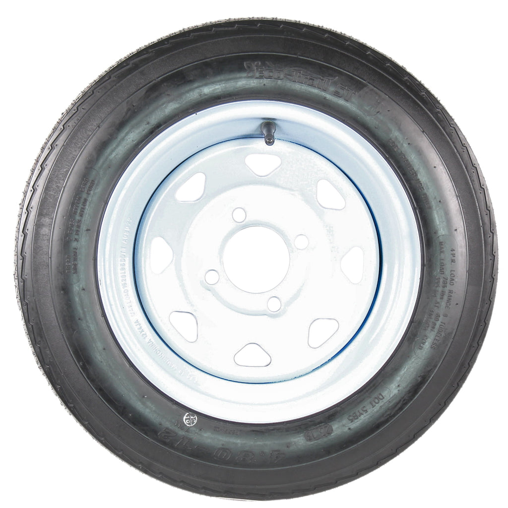 eCustomrim 2-Pack Trailer Tires On Rims 4.80-12 480-12 4.80 x 12 Load B 4 Lug White Wheel