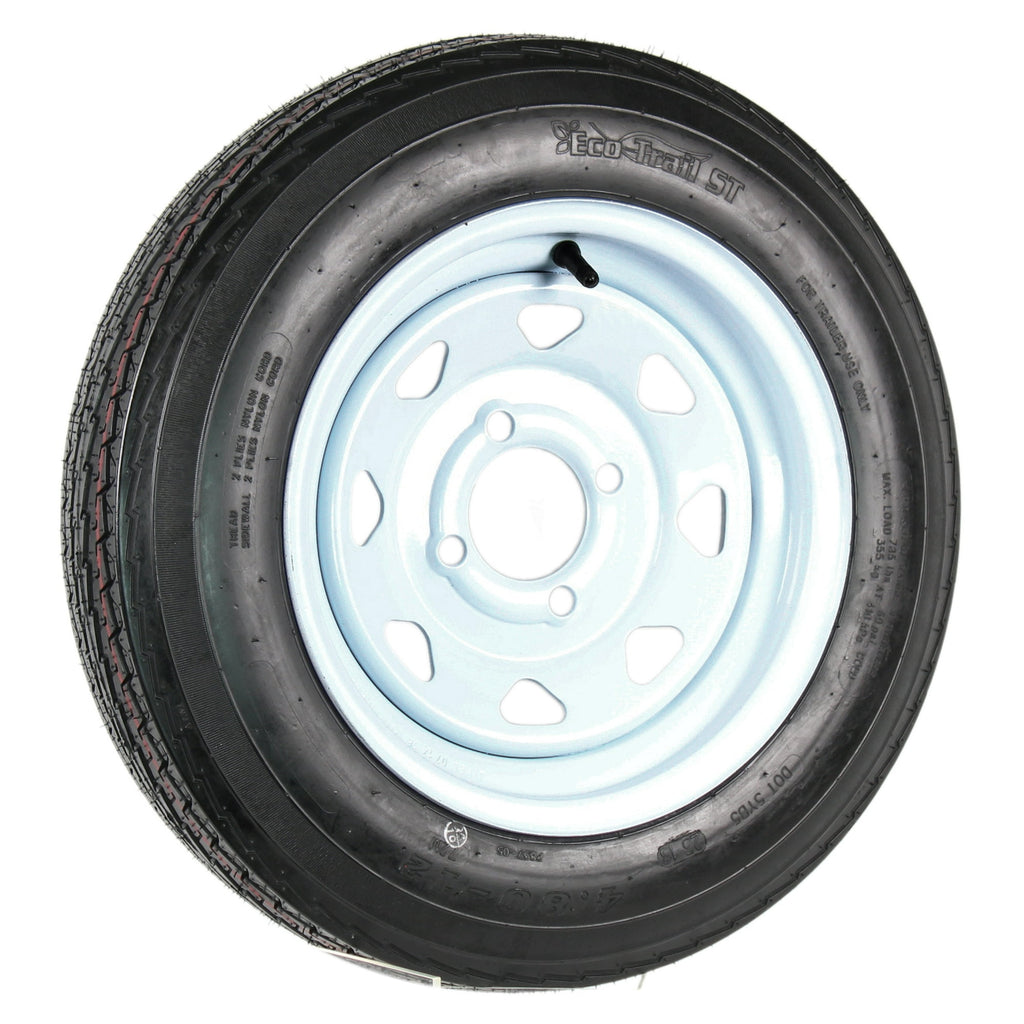 eCustomrim 2-Pack Trailer Tires On Rims 4.80-12 480-12 4.80 x 12 Load B 4 Lug White Wheel