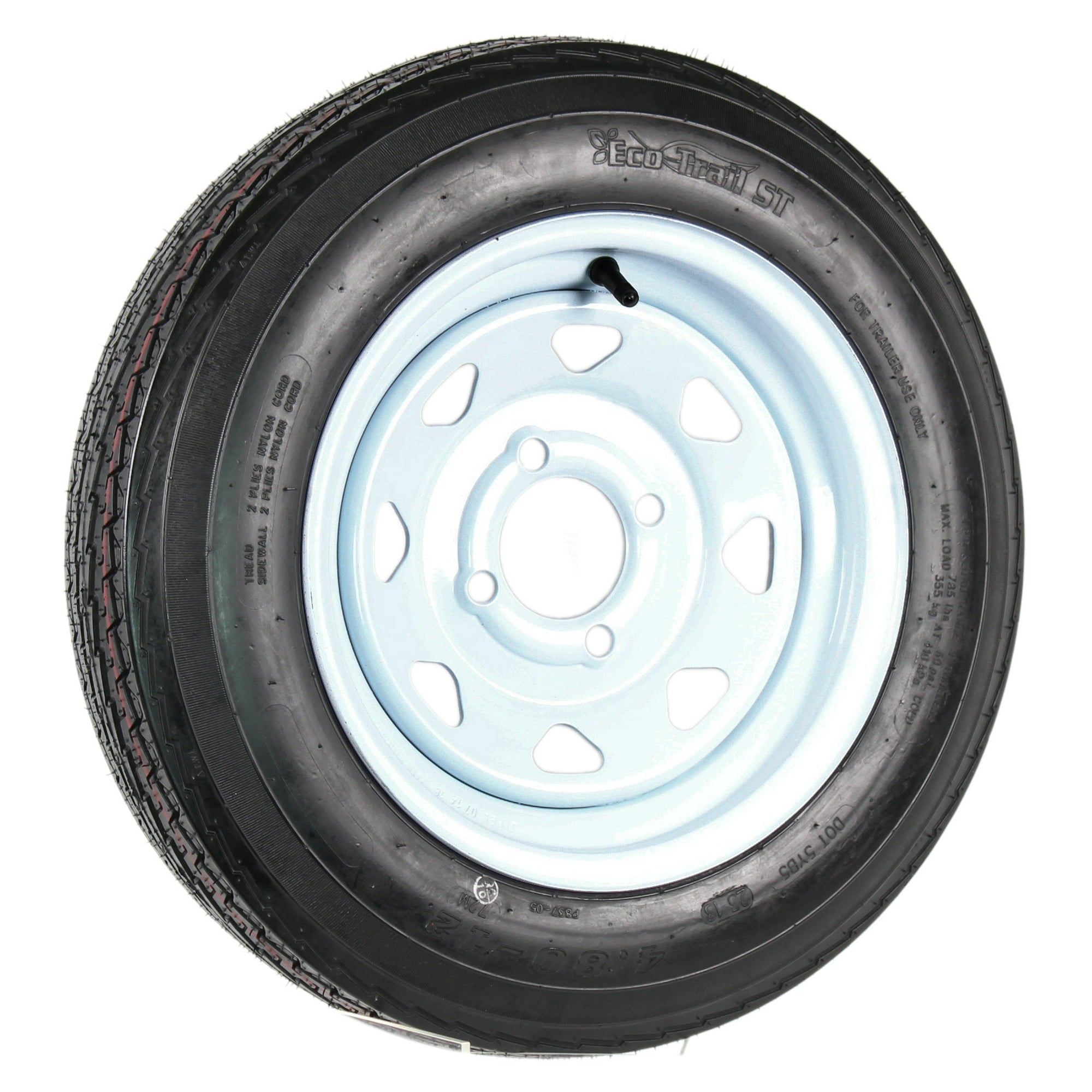 eCustomrim 2-Pack Trailer Tires On Rims 4.80-12 480-12 4.80 x 12 Load B 4 Lug White Wheel