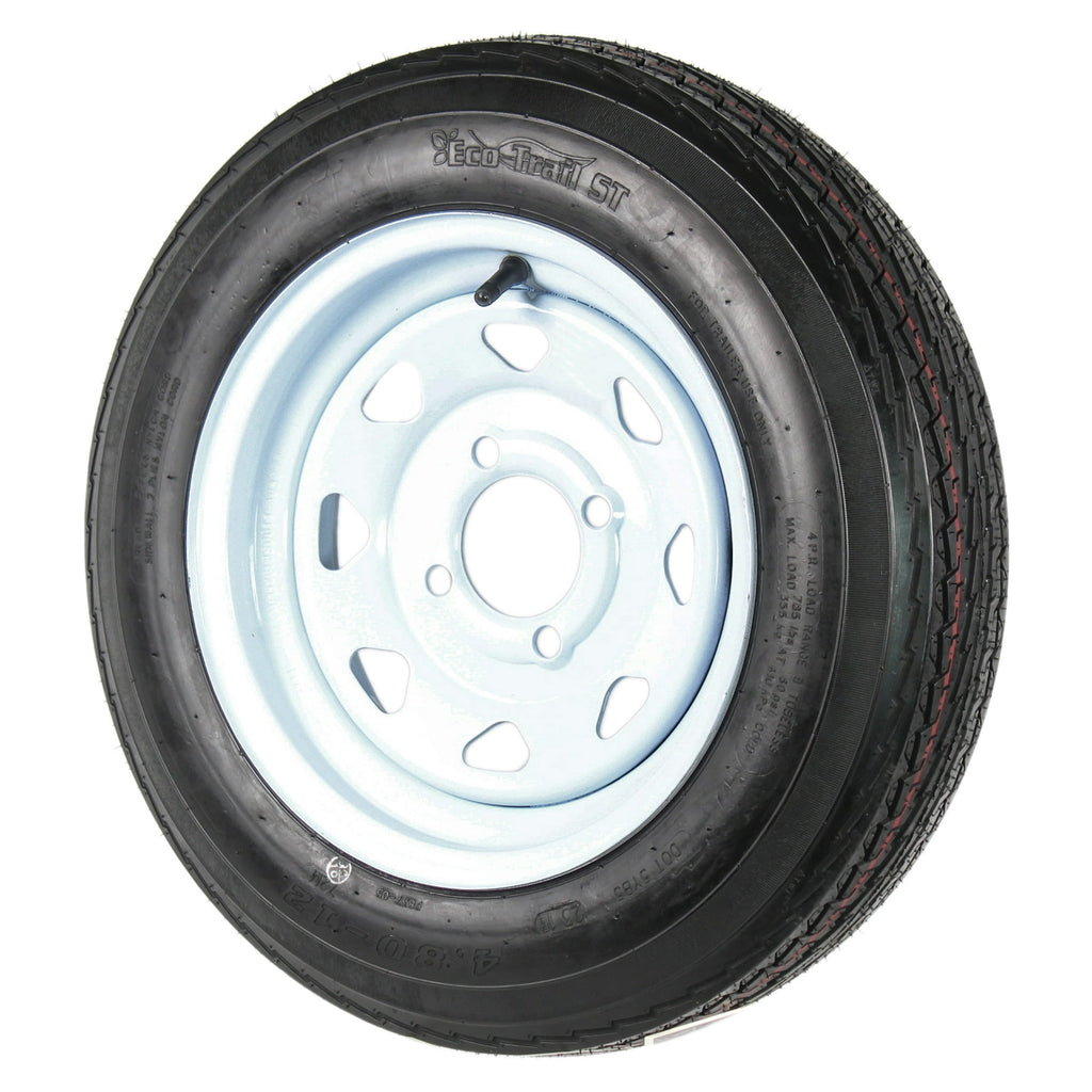 eCustomrim 2-Pack Trailer Tires On Rims 4.80-12 480-12 4.80 x 12 Load B 4 Lug White Wheel