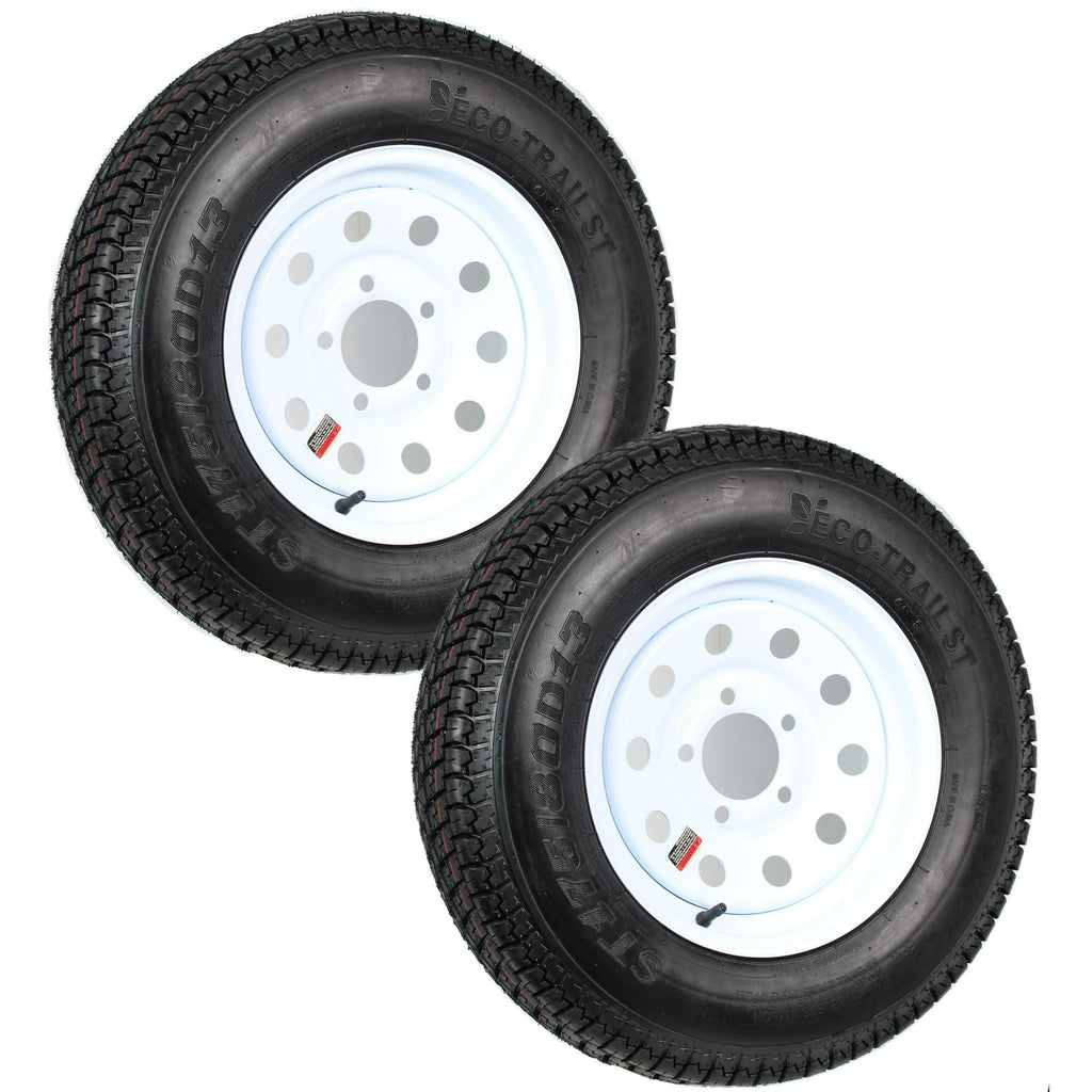 eCustomrim 2-Pack Trailer Tire Rim ST175/80D13 Load C 13 Inch 5 Lug White Wheel