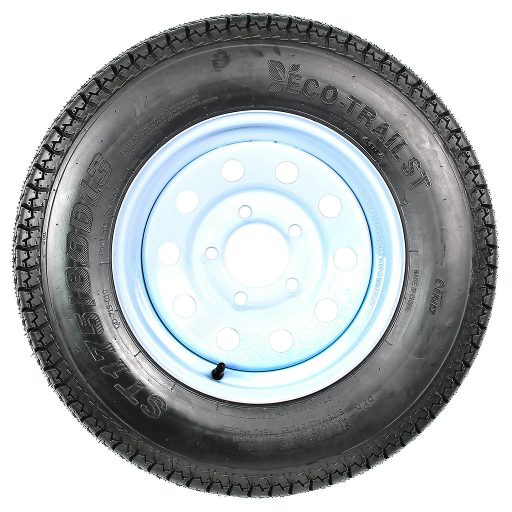 eCustomrim 2-Pack Trailer Tire Rim ST175/80D13 Load C 13 Inch 5 Lug White Wheel