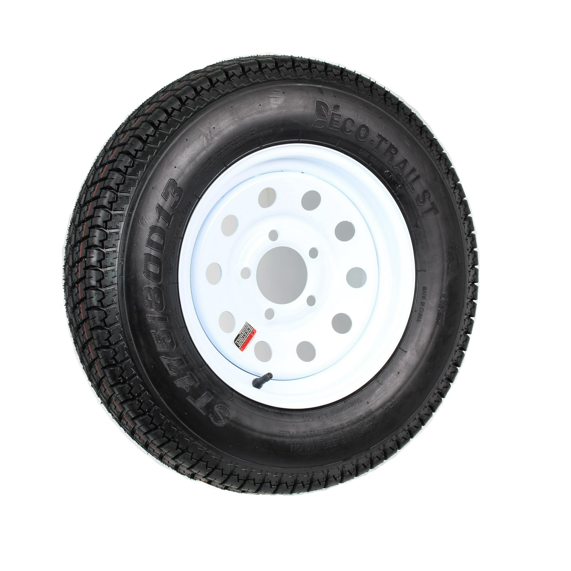 eCustomrim 2-Pack Trailer Tire Rim ST175/80D13 Load C 13 Inch 5 Lug White Wheel
