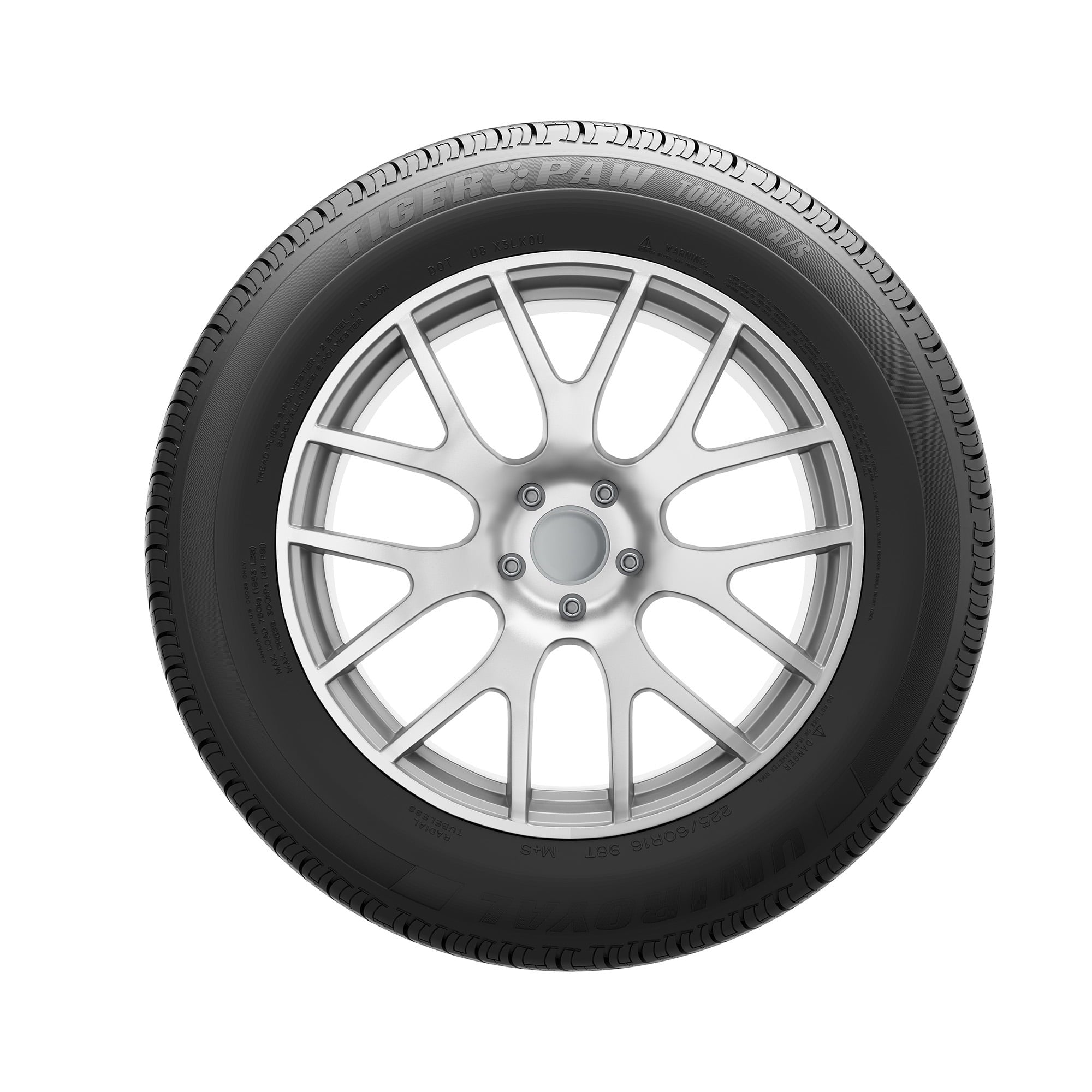 Uniroyal Tiger Paw Touring A/S All-Season 235/55R20 102V Tire Fits: 2021-23 Toyota Highlander XSE, 2016-22 Lexus RX350 F Sport