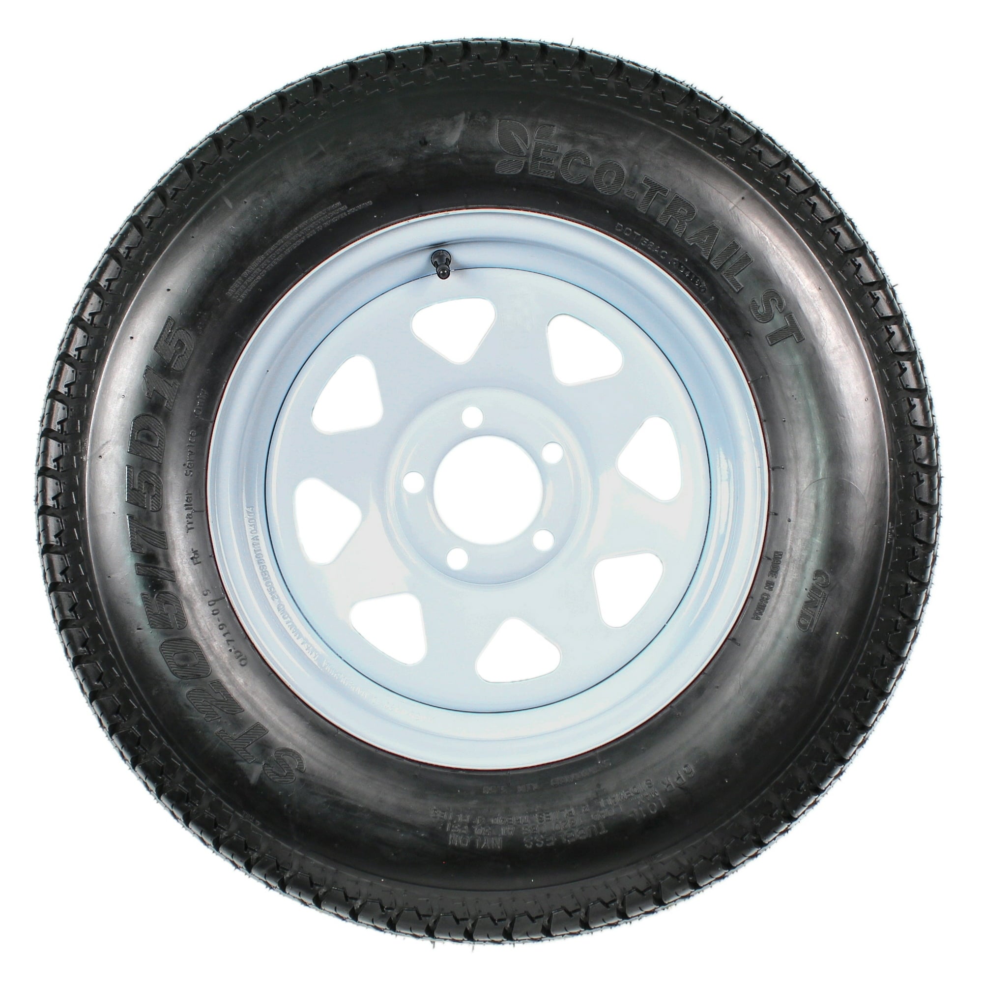 eCustomrim 2-Pack Trailer Tire Rim ST205/75D15 Load C 15 Inch 5 Lug White Wheel