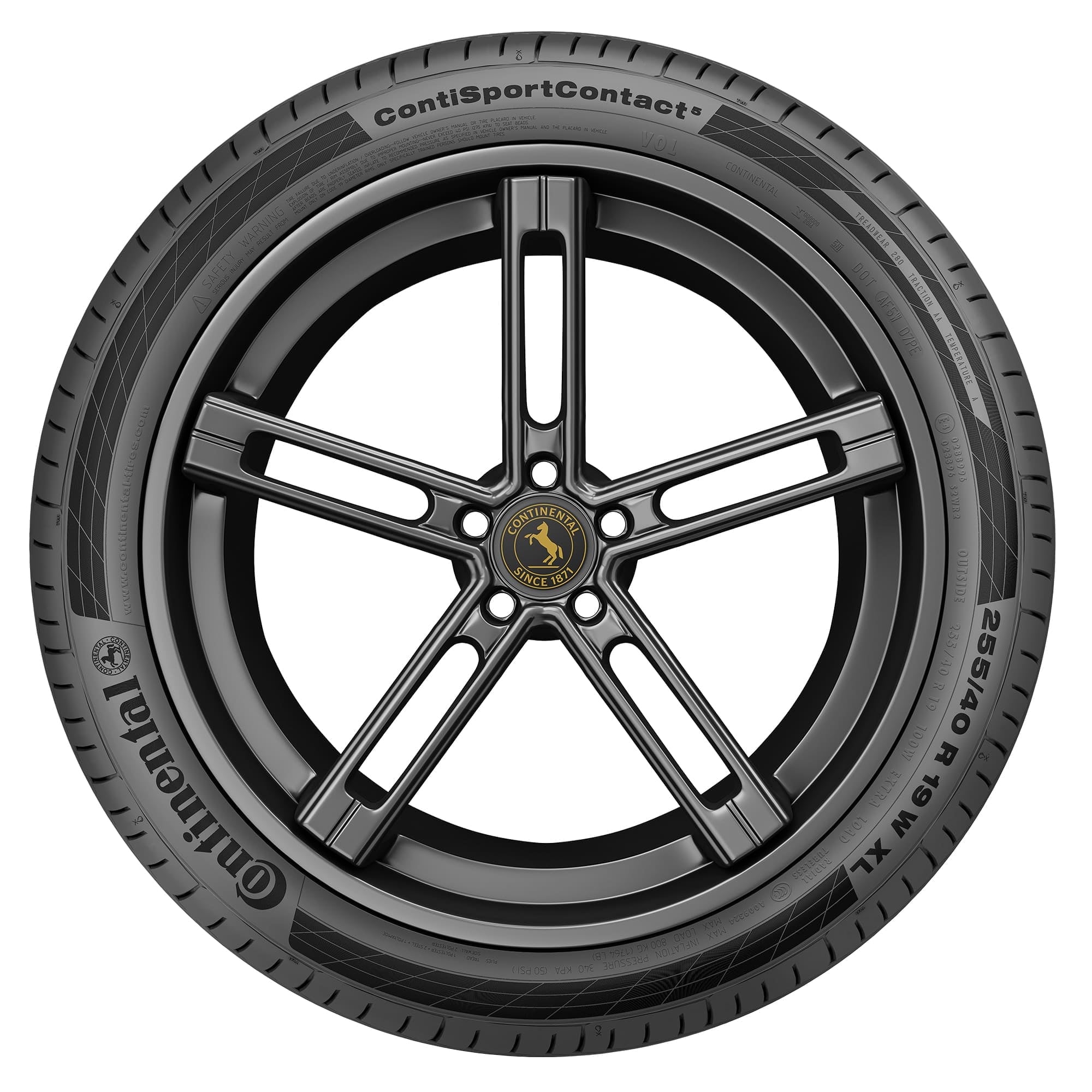 Continental ContiSportContact 5 255/45R22/XL 107Y BSW Ultra High Performance Tire Fits: 2019 Rolls-Royce Cullinan Base, 2020-23 Rolls-Royce Cullinan Black Badge
