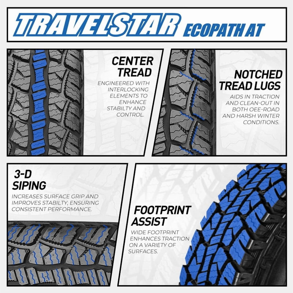 Travelstar EcoPath A/T LT235/75R15 6 Ply Load Range C 104R SUV Light Truck All Terrain Tire 235/75/15(Tire Only)
