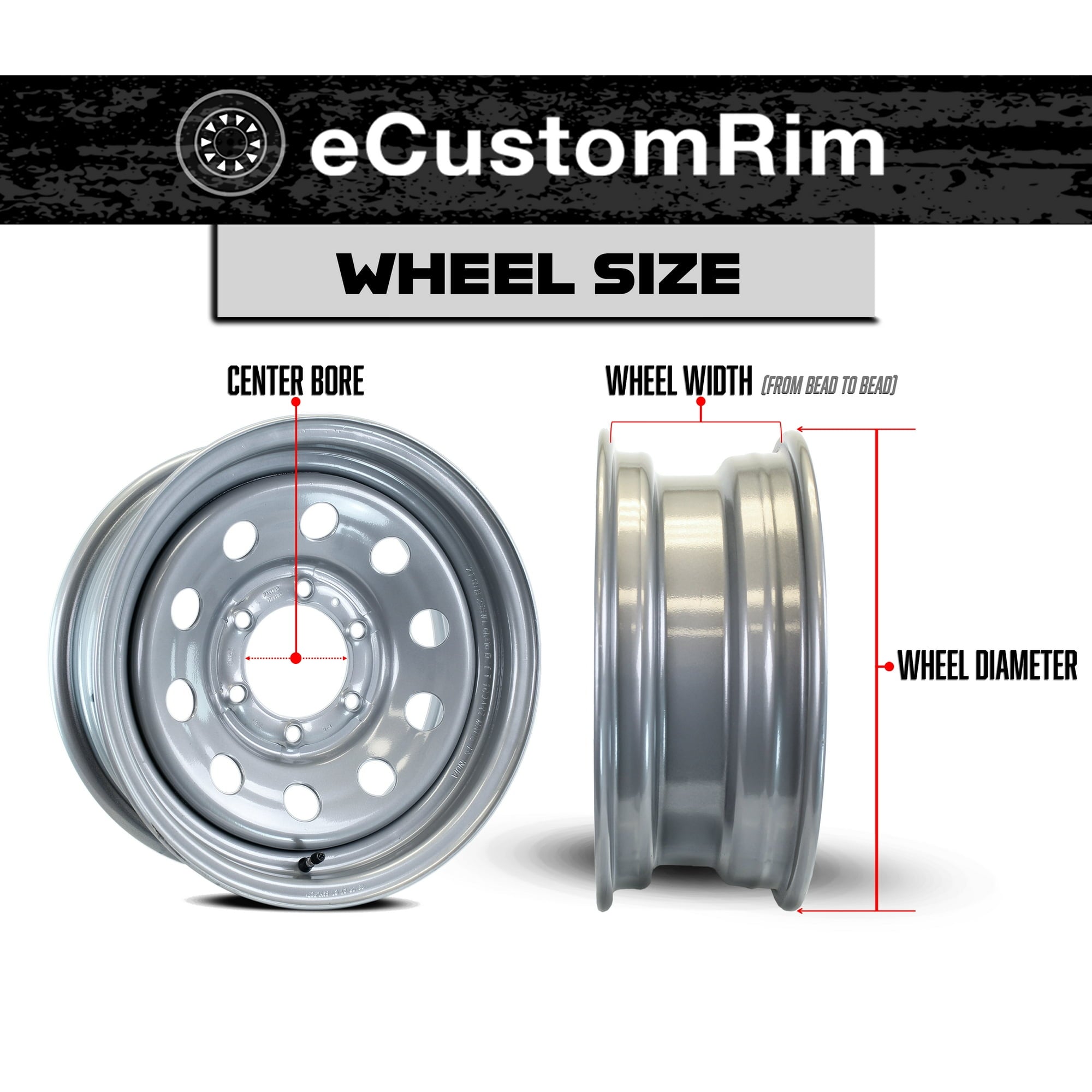 eCustomrim Trailer Tire Rim ST205/75D15 205/75 D LRC 4.5 in. Bolt Hole White Spoke Wheel