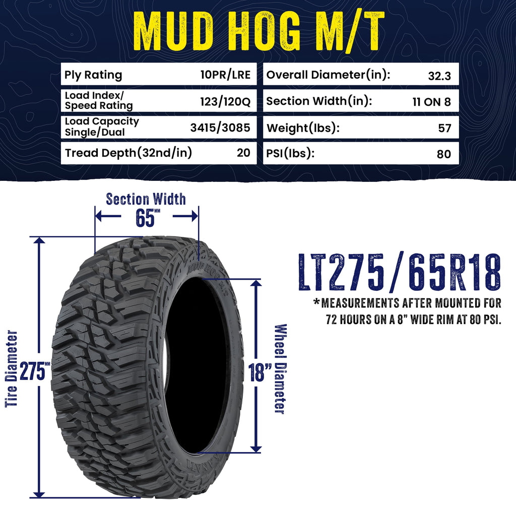 Kanati Tires Kanati Mud Hog Mud Terrain LT275/65R18 123/120Q E Light Truck Tire