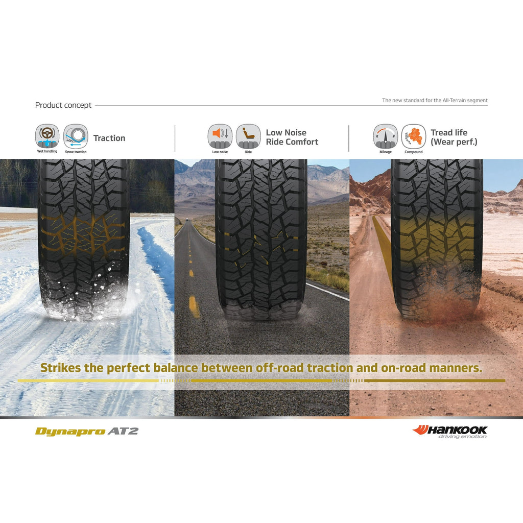 Hankook Dynapro AT2 RF11 All-Terrain Tire - LT265/75R16 123S LRE 10PLY Rated Fits: 1996-99 Chevrolet Tahoe Base, 2000-02 Dodge Ram 2500 Base