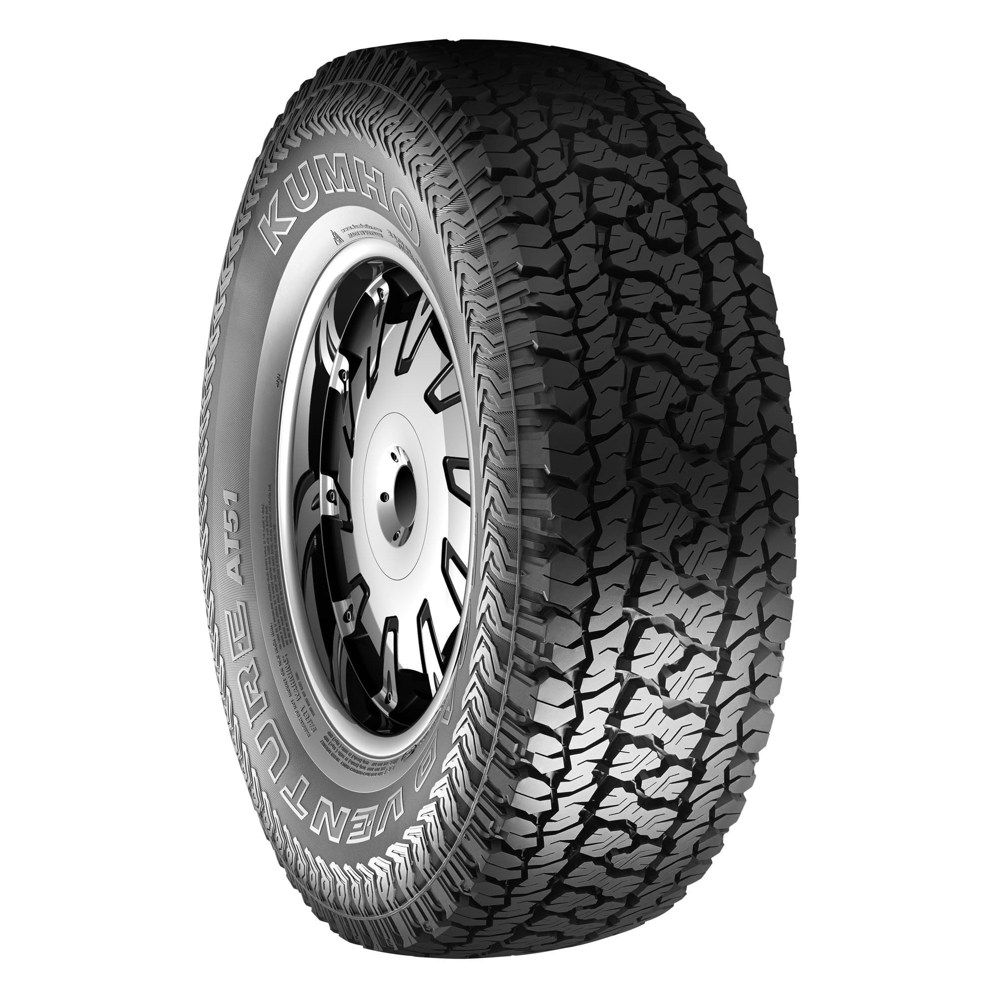 Kumho Tire Kumho Road Venture AT51 All Terrain P265/70R17 113T Light Truck Tire Fits: 2014-18 Chevrolet Silverado 1500 WT, 2010-20 GMC Sierra 1500 SLE