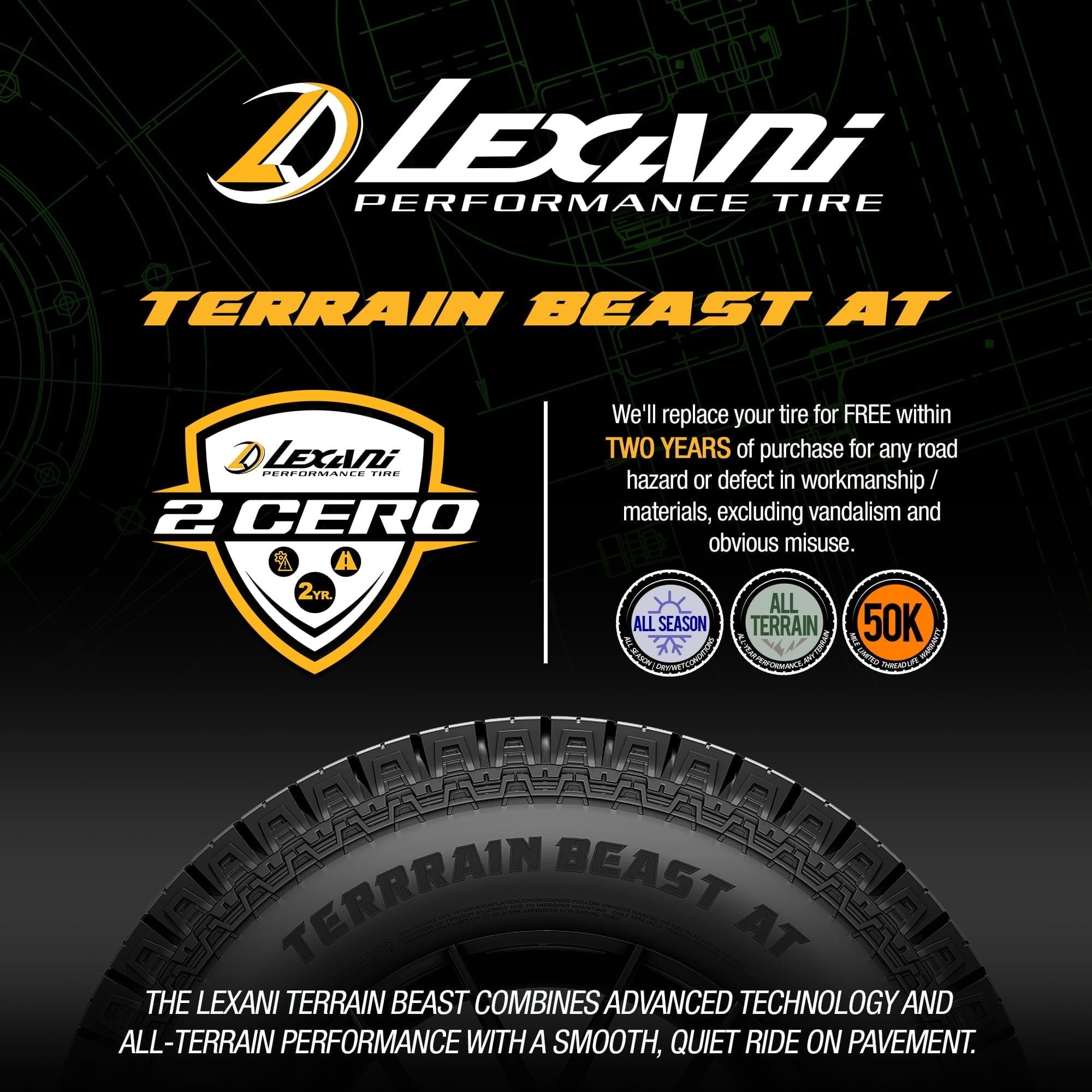 Lexani Terrain Beast AT All Terrain LT265/70R18 124/121S E Light Truck Tire