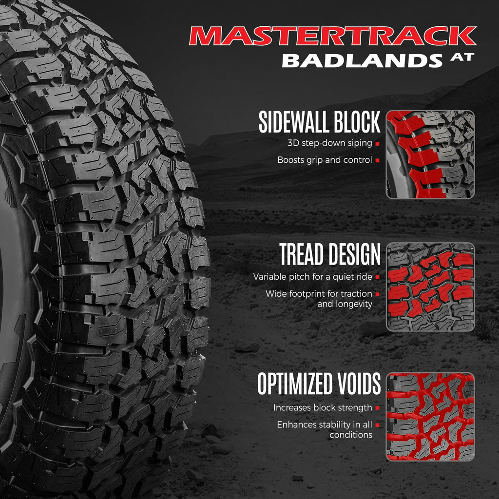 Mastertrack Badlands AT All Terrain LT245/75R16 10 Ply E 120S SUV Light Truck Tire 245/75/16(Tire Only)