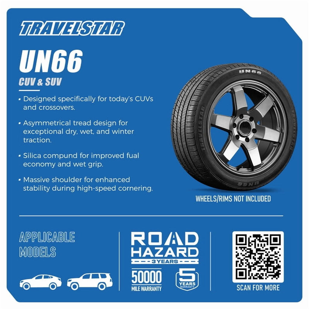 Travelstar UN66 All Season High Performance 245/60R18 105V XL Crossover CUV/SUV Tire - 245/60/18 245/60R18(Tire Only)