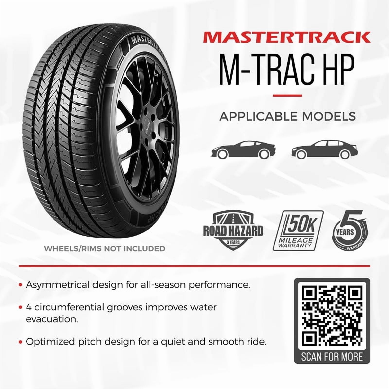 Mastertrack M-TRAC HP 225/45ZR18 95W XL High Performance All Season Passenger Tire 225/45/18 (Tire Only)