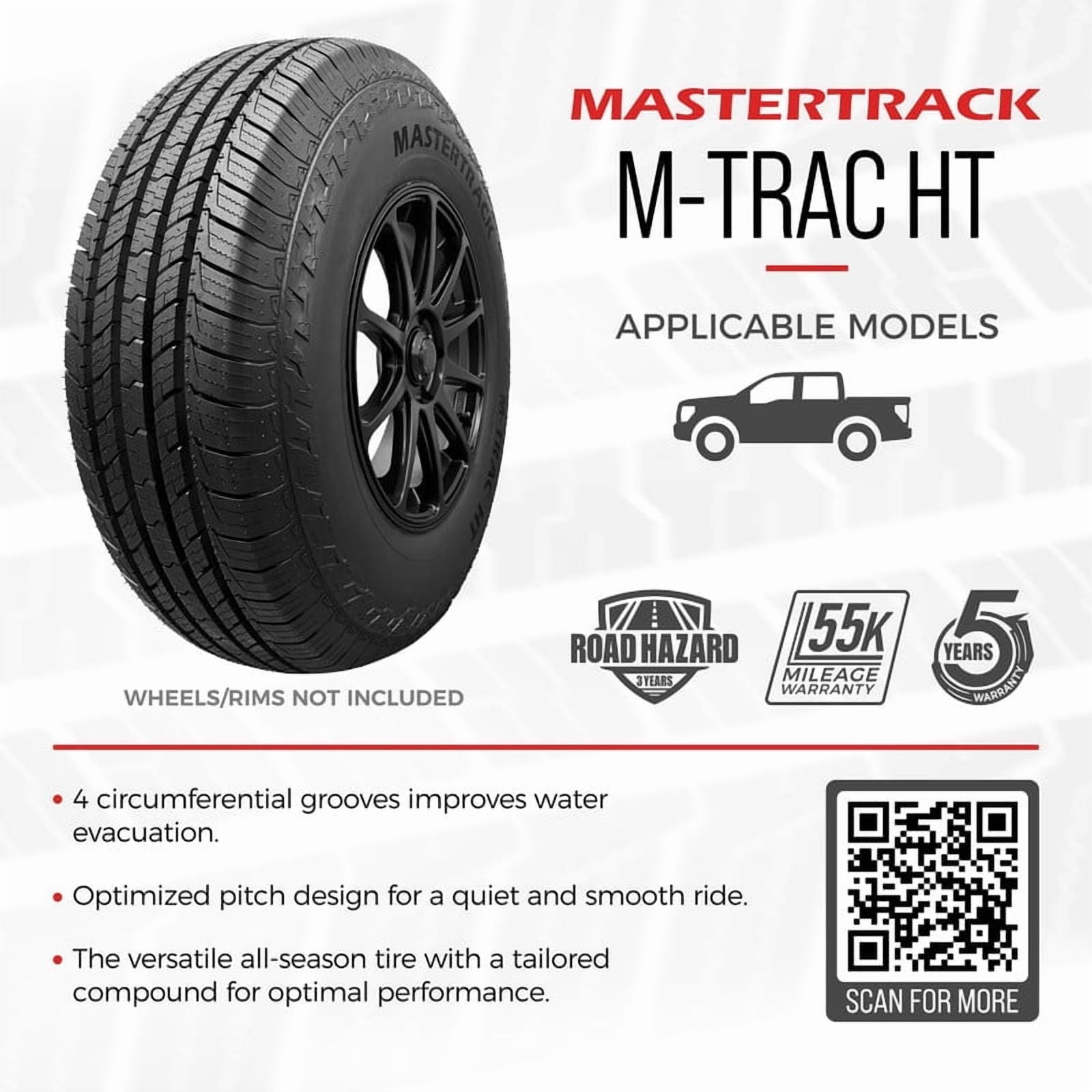 Mastertrack M-TRAC HT LT265/75R16 10 Ply 123/120S E Light Truck SUV Highway Terrain Tire 265/75/16(Tire Only)