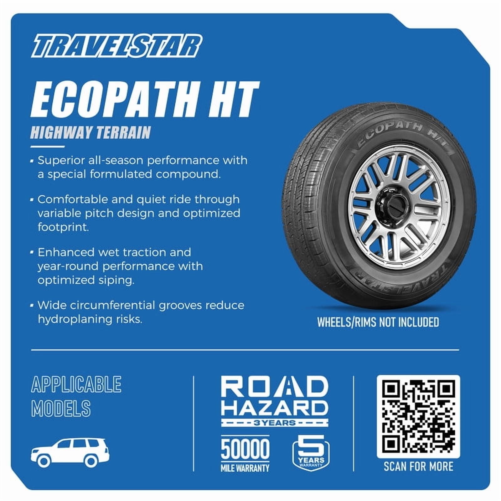 Travelstar EcoPath H/T 245/65R17 111H High Performance All Season Highway Terrain SUV Tire 245/65/17(Tire Only)