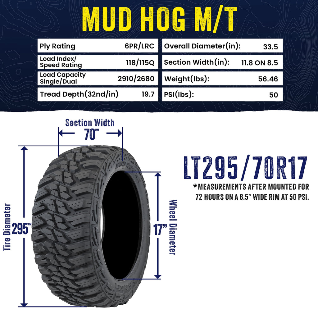 Kanati Tires Kanati Mud Hog M/T Mud Terrain LT295/70R17 121/118Q E Light Truck Tire